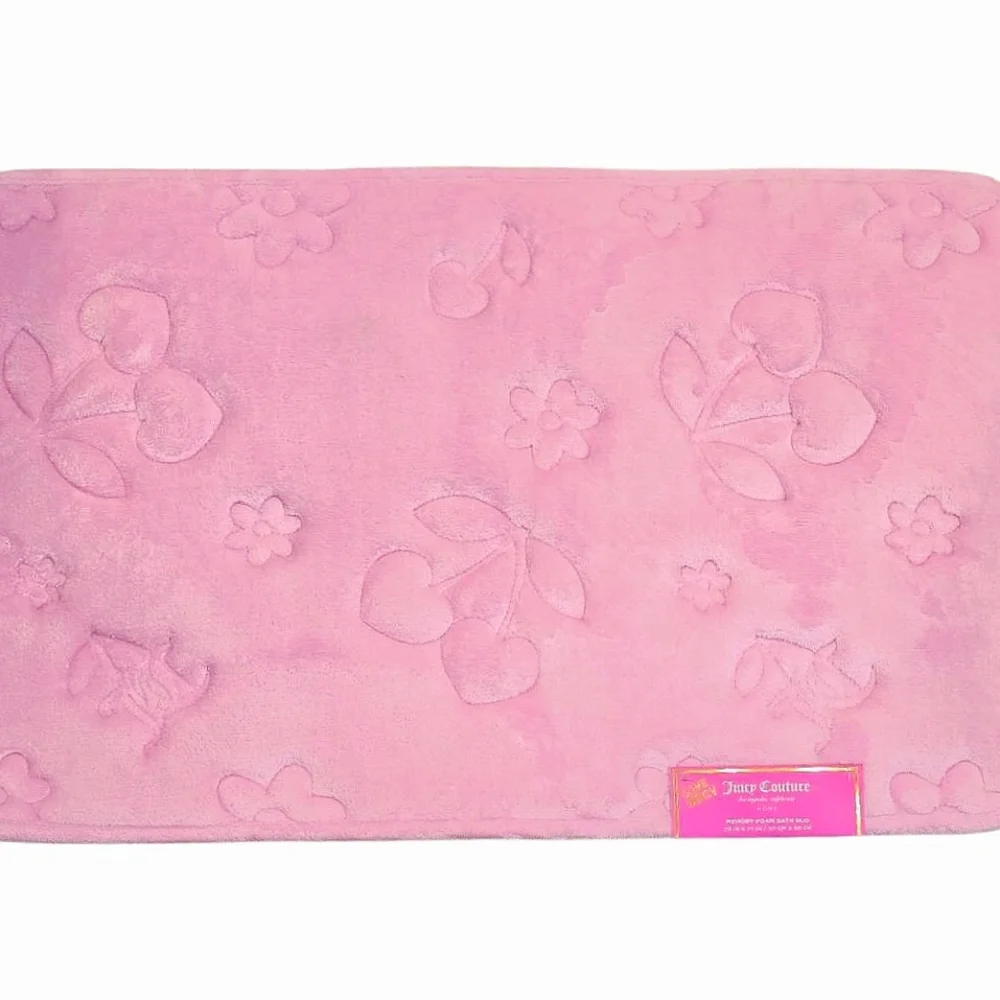Juicy Couture Home Embossed Logo Cherry & Daisy Plush Memory Foam Bath Rug